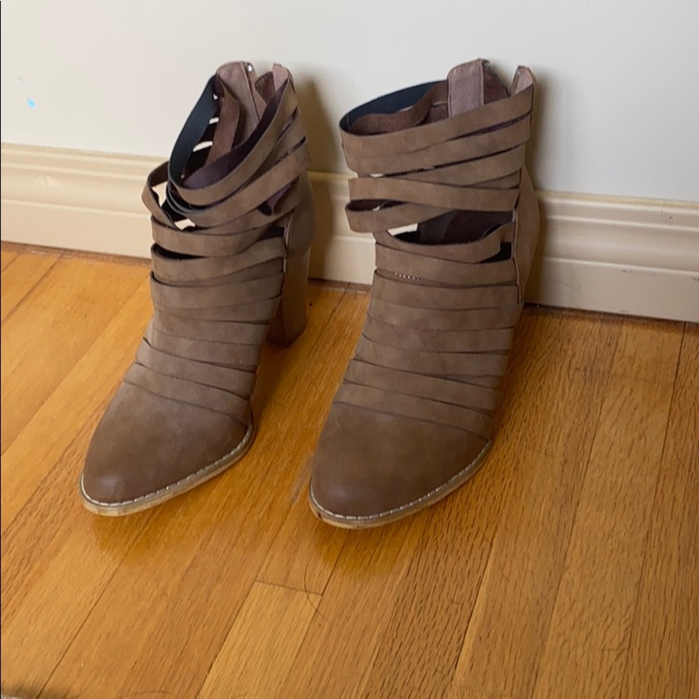 Brown strappy booties